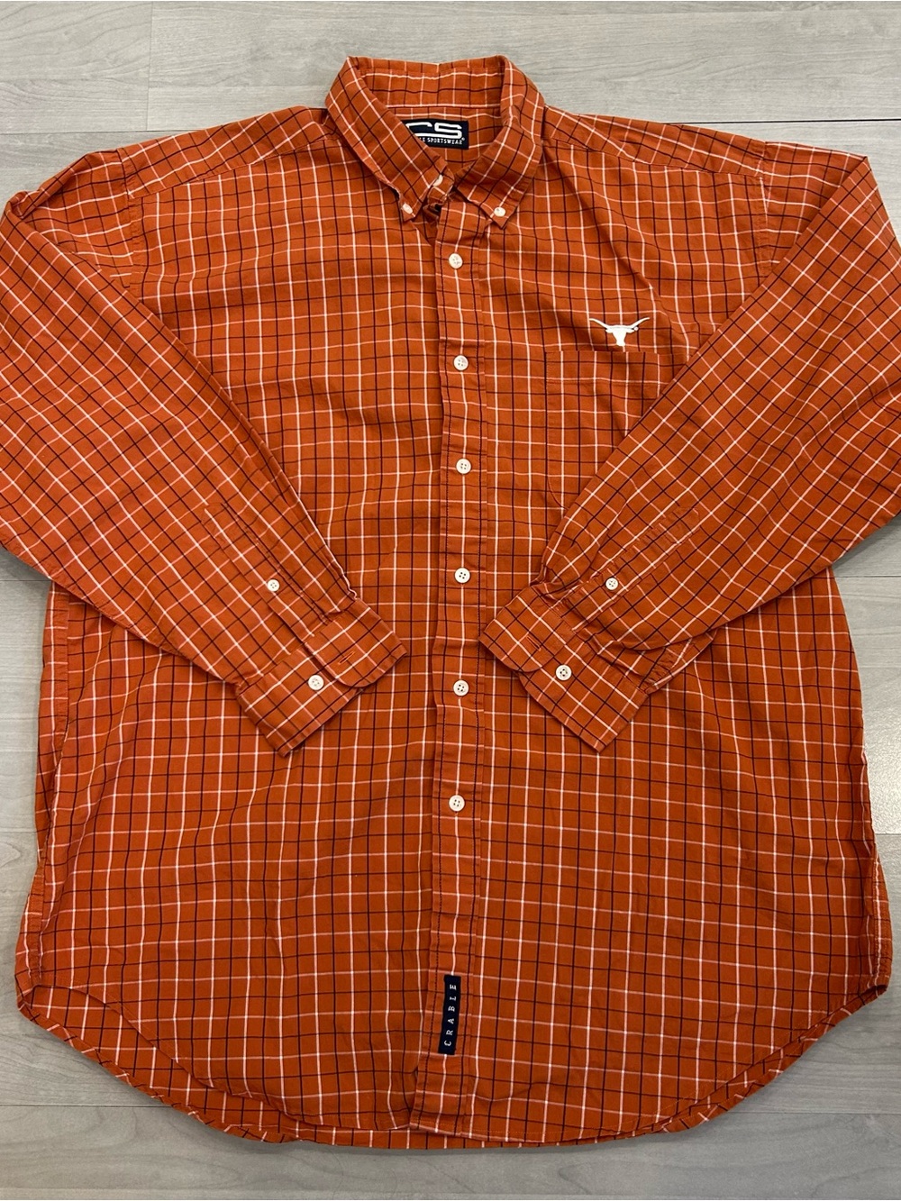 Texas Longhorns Crable Sportswear Button Down Shirt Orange Plaid Mens XL